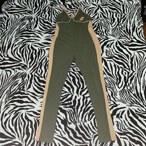 Soleboy race car green two toned jumper ribbed criss cross body suit size large